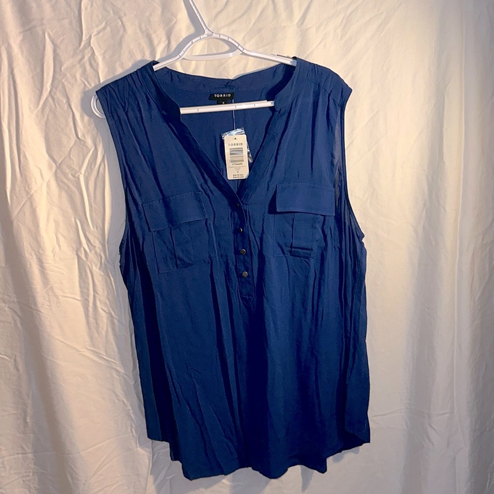 Blue no sleeve shirt